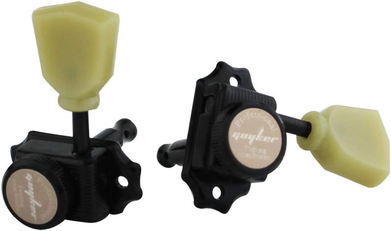 guyker Locking Guitar Machine Heads (3R + 3L) – 1:15 Ratio Lock String Vintage Deluxe Tuning Key Pegs Tuners Set Replacement for Electric, Acoustic or Folk Guitars - Black - Image 5